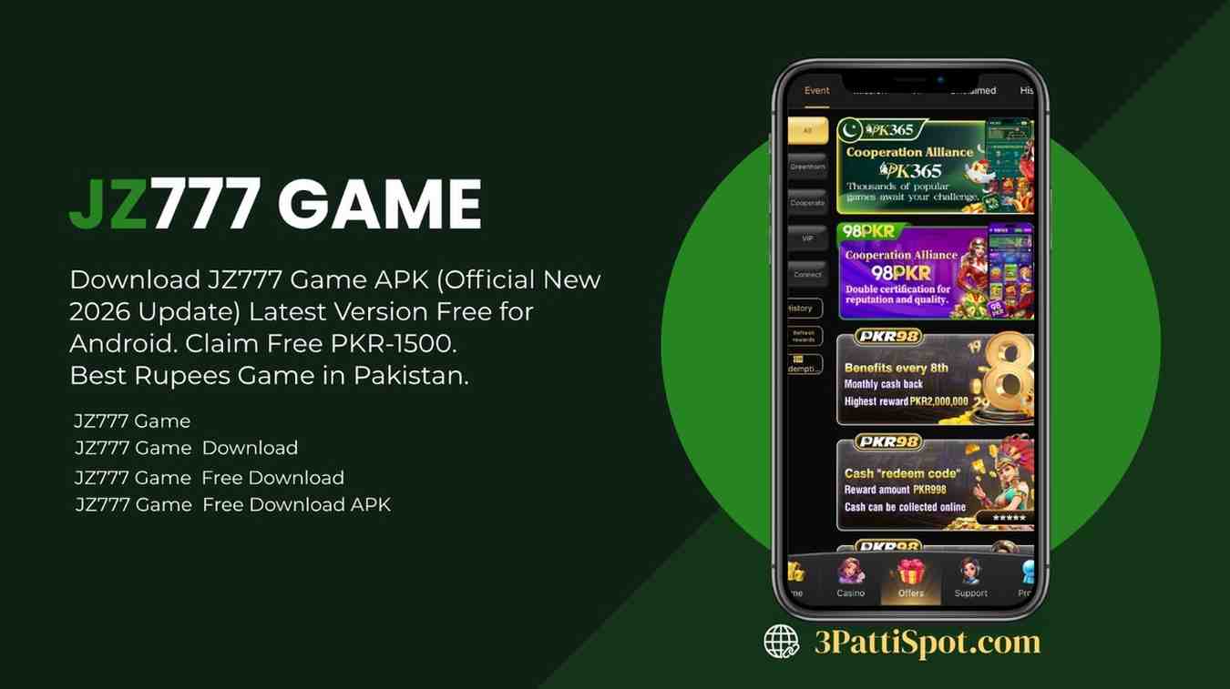 Screenshot of JZ777 Game, a top JZ777 Game alternative in Pakistan, offering casino-style games, slots, and real money rewards with JazzCash and Easypaisa support.